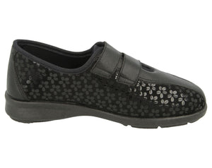 EasyB 72875A Azalea 2V Womens Black Casual Comfort Stretch Shoes