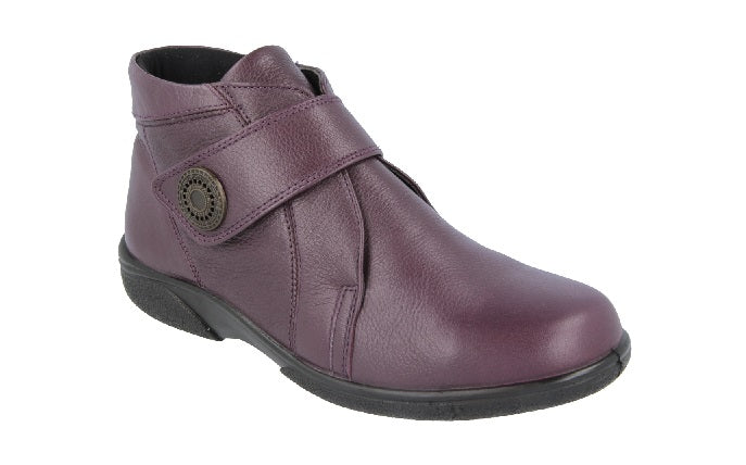 EasyB 78346W Doris Wineberry (EE) Womens Casual Comfort Leather Ankle Bo