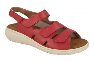 EasyB 68187R Mona Red (EV) Womens Casual Comfort Wide Fit Leather Sandals