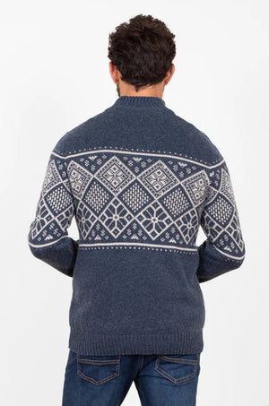 Brakeburn Mens Navy Fairisle Quarter Zip