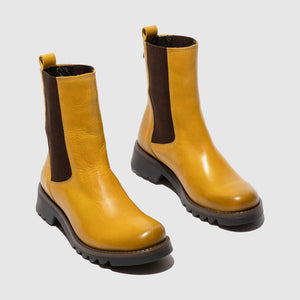 Fly London Rein795FLY Rug Mustard Womens Leather Chunky Chelsea Boot