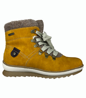 Lunar GL064 Brogan Light Tan/ Mustard Womens Casual Comfort Zip/Lace Up Waterproof Ankle Boots