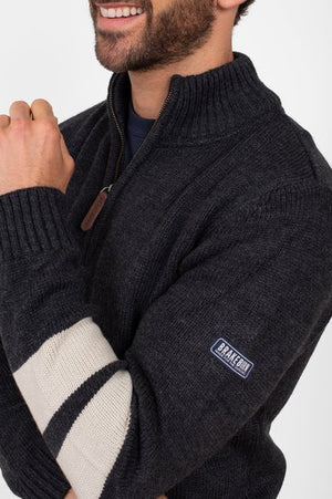 Brakeburn Mens Grey Quarter Zip Jumper