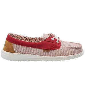 Dude Womens Lily Stripes Red Pull On Comfort Shoe