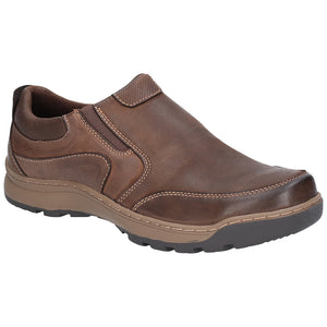 Hush Puppies Jasper Brown Mens Casual Comfort Slip On Leather Shoes
