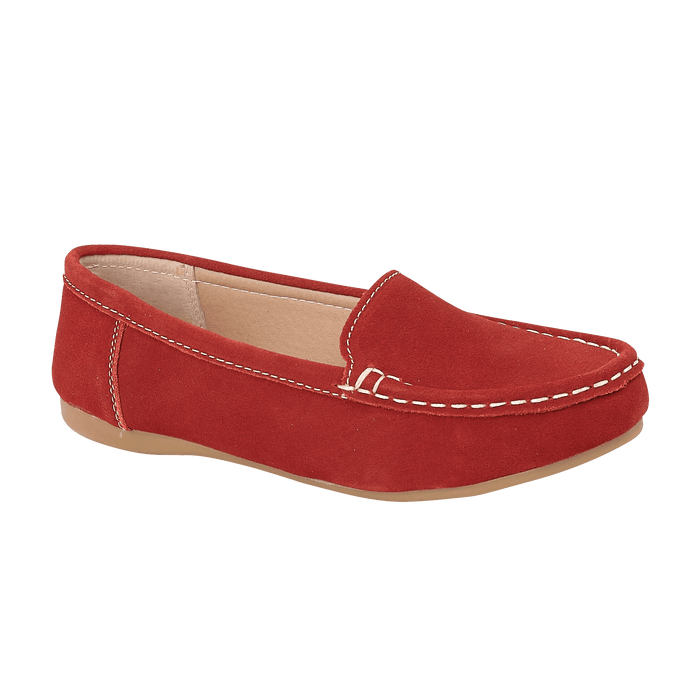Jo & Joe Mykonos Red Slip On Real Suede Leather Casual Loafers Moccasins Shoes