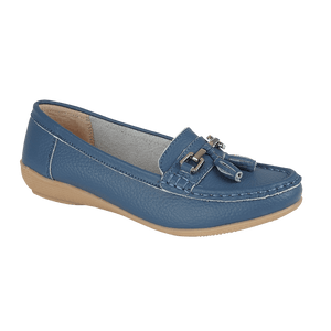 Jo & Joe Nautical Denim Womens Slip On Leather Loafers Moccasin Casual Shoes