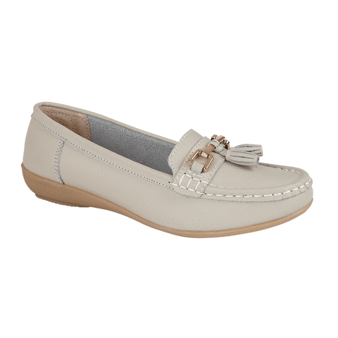 Jo & Joe Nautical Smoke Womens Slip On Leather Loafers Moccasin Casual Shoes
