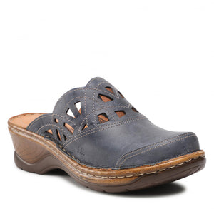 Josef Seibel Catalonia 41 Dunkelblau Womens Casual Comfort Leather Mule Sandals