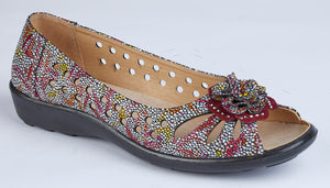 Boulevard L207DM Burgundy Multi Womens Casual Comfort Open Toe Shoes