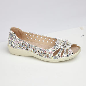Boulevard L207FM White Multi Womens Casual Comfort Open Toe Shoes
