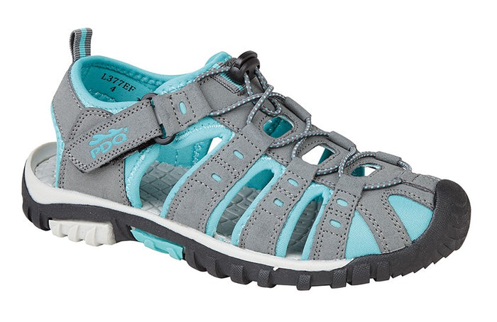 PDQ Womens L377EF Grey/Mint Synthetic Nubuck  Casual Sandals