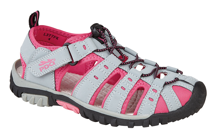 PDQ L377PK Grey/Fuschia Womens Casual Walking Trail Sandals