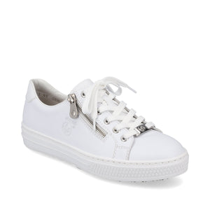 Rieker L59L1-83 White Womens Casual Comfort Lace/Zip Up Shoes