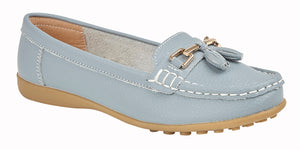 Boulevard L748C Baby Blue Women's Leather Loafer Shoes