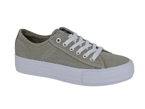 DEK L944E Khaki Womens Casual Comfort Canvas Trainers