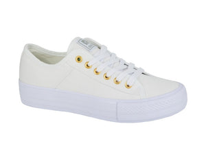 DEK L944G White Womens Casual Comfort Canvas Trainers