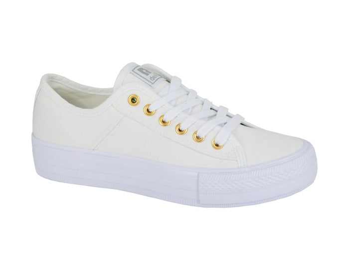 DEK L944G White Womens Casual Comfort Canvas Trainers
