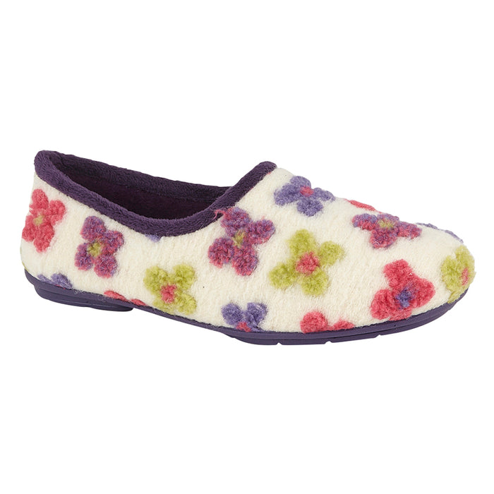 Sleepers LS382BE Cream Multi Womens Casual Comfort Slippers