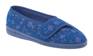 Comfylux LS442C Diana Blue Floral Womens Washable Comfort Slippers