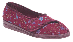 Comfylux LS442D Diana Wine Floral Womens Washable Comfort Slippers
