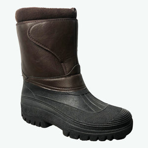 Groundwork LS89N Brown Mens Faux Leather Fleece Lined Mucker Boots