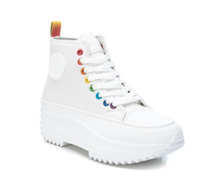 Refresh 170846 Womens Multicolour White and Rainbow Chunky High Top Trainer