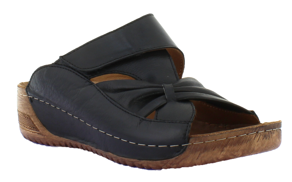 Adesso Lexi Black Bow Womens Comfort Casual Sandals