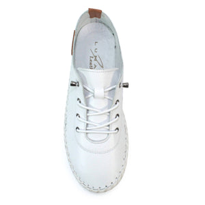 Lunar FLE030 St Ives White Womens Casual Comfort Leather Lace Up Trainers