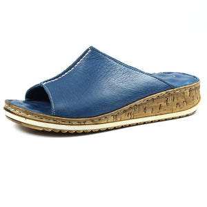 Lunar JLE110 Harmony Blue Womens Leather Slip On Stylish Padded Summer Sandals