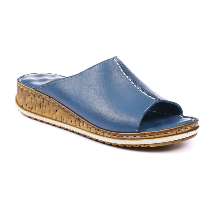 Lunar JLE110 Harmony Blue Womens Leather Slip On Stylish Padded Summer Sandals