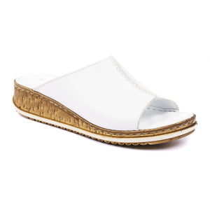 Lunar JLE110 Harmony White Womens Leather Slip On Stylish Padded Summer Sandals