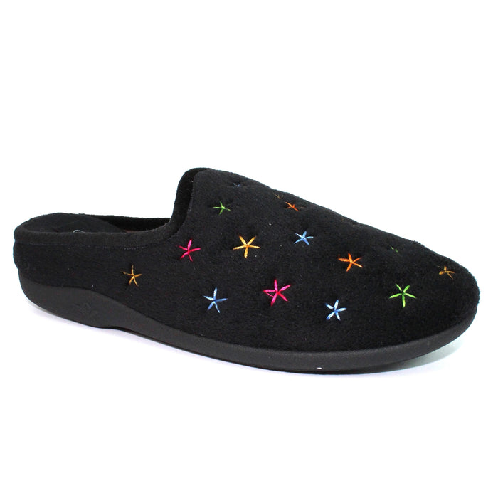 Lunar KLW005BK Galaxy II Black Womens Casual Comfort Slip On Slippers