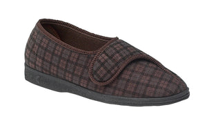 Comfylux MS236B Paul Dark Brown Check Mens Washable Comfort Slippers