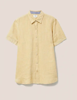 White Stuff Pembroke Dark Yellow Short Sleeve Linen Shirt