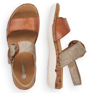 Remonte R6853-90 Tan Womens Casual Comfort Buckled Sandals