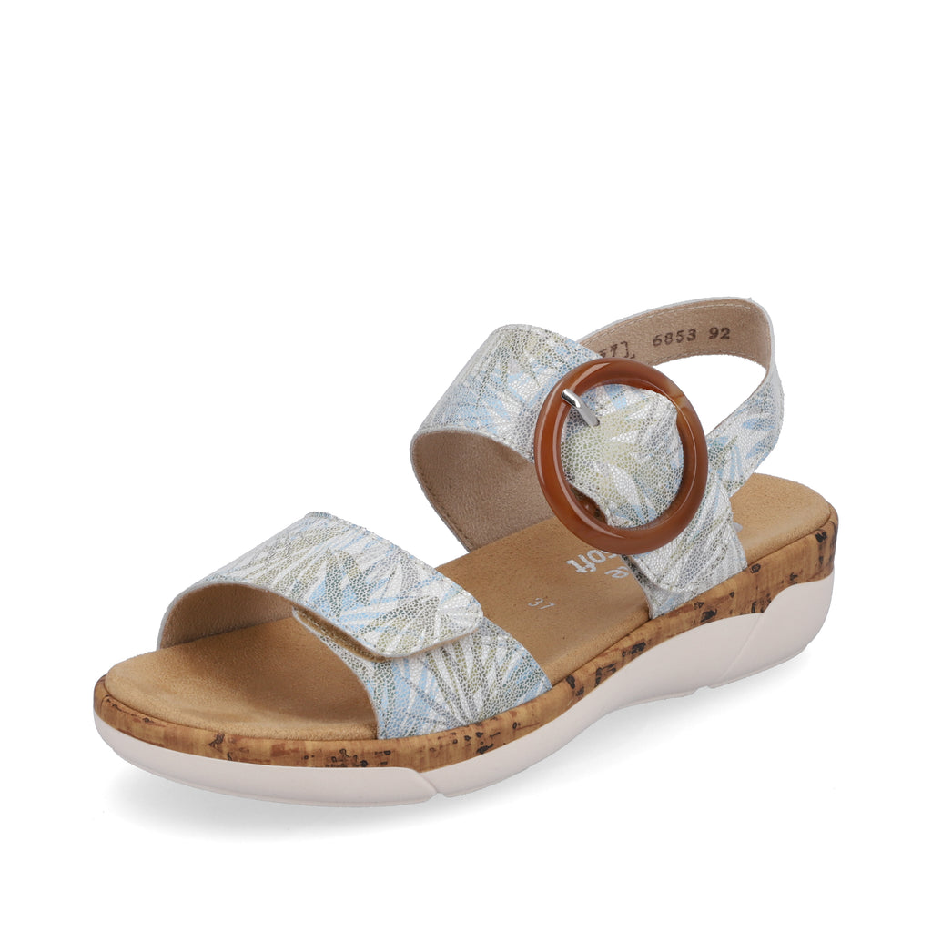 Remonte R6853-92 White/Blue Womens Casual Comfort Buckled Sandals