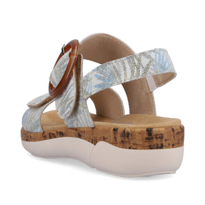 Remonte R6853-92 White/Blue Womens Casual Comfort Buckled Sandals