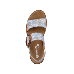 Remonte R6853-92 White/Blue Womens Casual Comfort Buckled Sandals