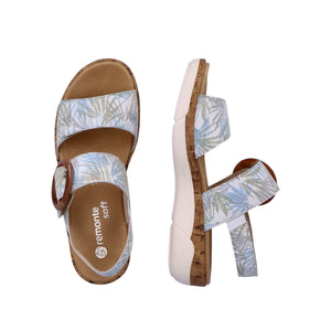 Remonte R6853-92 White/Blue Womens Casual Comfort Buckled Sandals