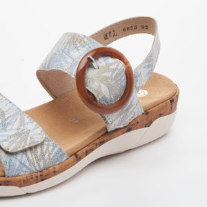 Remonte R6853-92 White/Blue Womens Casual Comfort Buckled Sandals