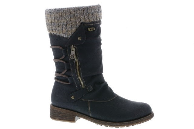 Remonte D8070-01 Black Womens Casual Comfort Calf Boots