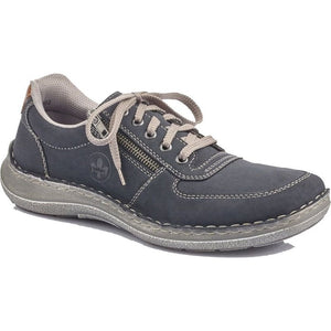 Rieker 03030-14 Blue Mens Casual Comfort Lace Up Side Zip Shoes