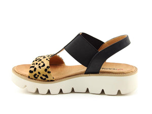 Heavenly Feet Ritz Black/Leopard Womens Casual Comfort Slingback Sandals
