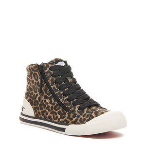 RocketDog Jazzin Tampa Cotton Natural Leopard Print Womens Comfort High-Top Trainer