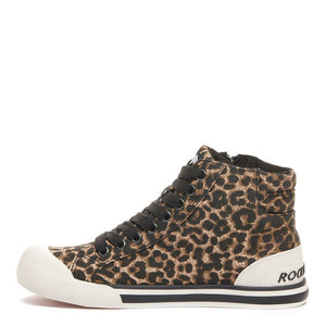 RocketDog Jazzin Tampa Cotton Natural Leopard Print Womens Comfort High-Top Trainer