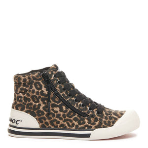 RocketDog Jazzin Tampa Cotton Natural Leopard Print Womens Comfort High-Top Trainer