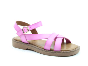 Heavenly Feet Coastal Fuchsia Womens Vegan Casual Comfort Buckled Sandals
