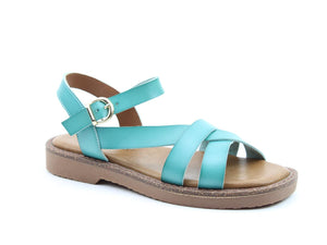 Heavenly Feet Coastal Ocean Womens Vegan Casual Comfort Buckled Sandals