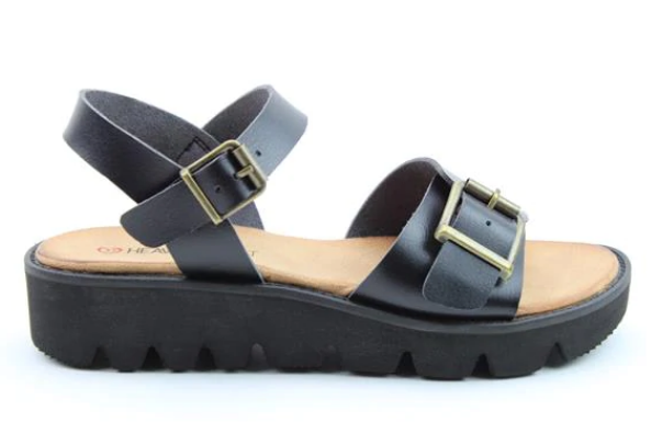 Heavenly Feet Trudy Black Ladies Casual Comfort Sandals